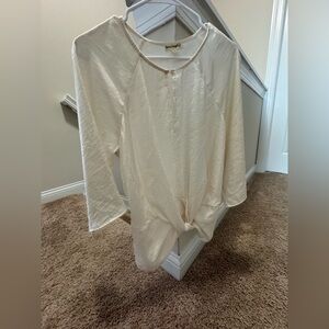 love on a hanger Cream Knot-Front Long Sleeve Top